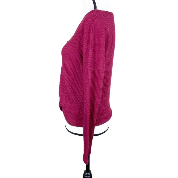 Altar’d State Waffle Knit Button Down Top with Tie - Picture 3 of 6